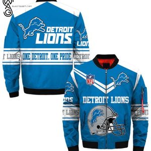 Detroit Lions Football Team All Over Printed Bomber Jacket Detroit Lions Bomber Jacket