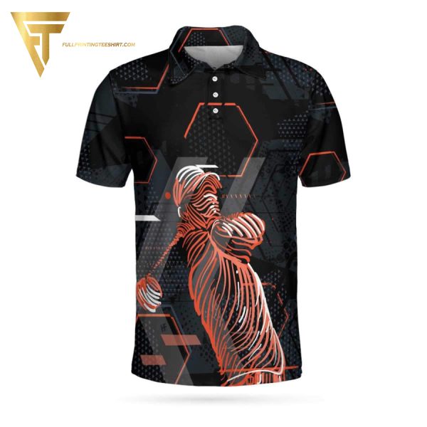 Digital Orange Golfer Golf Full Printing Polo Shirt Golf Polo Shirts