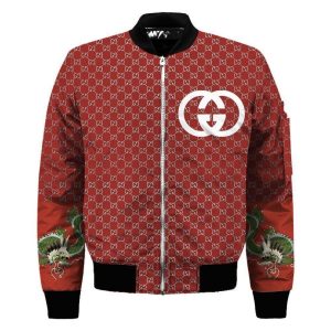 Dragon Gucci Luxury Red 3D Bomber Jacket Gucci Bomber Jacket
