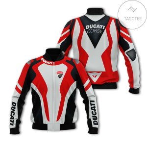 Ducati Moto Gp Motorcycle Racing Team Red Black Mix Color 3D Bomber Jacket Motorcycle Bomber Jacket