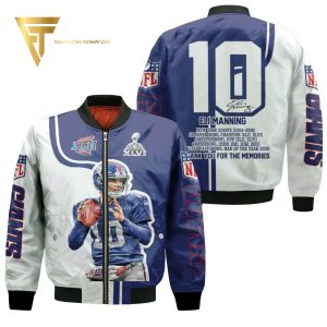Eli Manning New York Giants Full Printing Bomber Jacket New York Giants Bomber Jacket