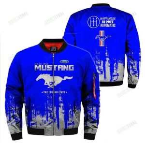 Ford Mustang The Legend Lives Happiness Is Not Automatic 3D Bomber Jacket Ford Mustang Bomber Jacket
