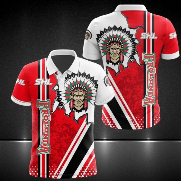 Frolunda Hc Hockey Team 3D Polo Shirt Hockey Team Polo Shirts