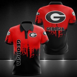 Georgia Football Red Black 3D Polo Shirt Georgia Football Polo Shirts