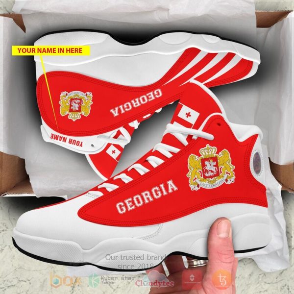 Georgia Personalized Red White Air Jordan 13 Shoes Georgia State Air Jordan 13 Shoes