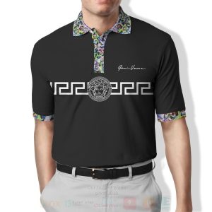 Gianni Versace Medusa Pattern Signature Black Polo Shirt Versace Polo Shirts