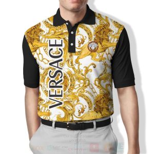 Gianni Versace Medusa Pattern Yellow White Polo Shirt Versace Polo Shirts