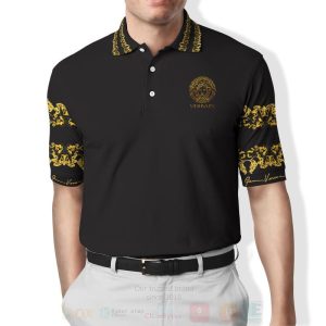 Gianni Versace Pattern Full Yellow Black Polo Shirt Versace Polo Shirts
