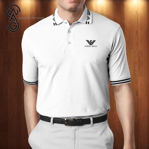 Giorgio Armani White All Over Print Premium Polo Shirt Giorgio Armani Polo Shirts