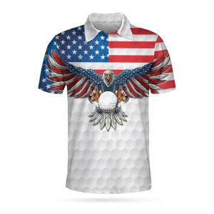 Golf American Flag Eagle Wings Polo Shirt Golf Polo Shirts