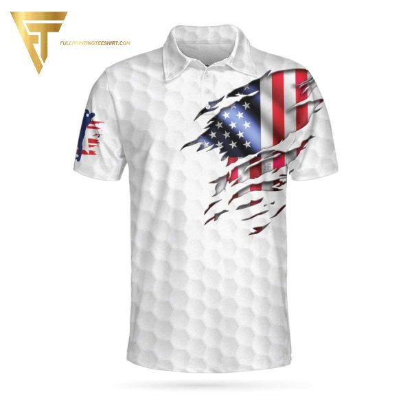 Golf American Flag Full Printing Polo Shirt Golf Polo Shirts