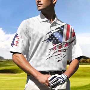 Golf American Flag Polo Shirt Golf Polo Shirts
