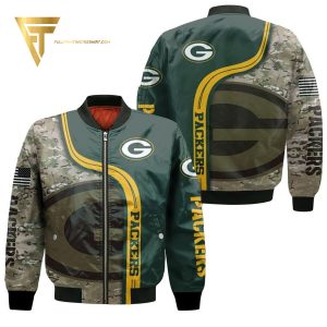 Green Bay Packers Camouflage Pattern Full Print Bomber Jacket Green Bay Packers Bomber Jacket