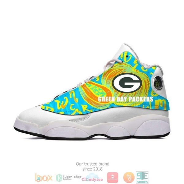 Green Bay Packers Nfl Colorful Big Logo Gift Air Jordan 13 Sneaker Shoes Green Bay Packers Air Jordan 13 Shoes