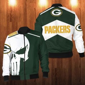 Green Bay Packers Punisher Skull Bomber Jacket Green Bay Packers Bomber Jacket