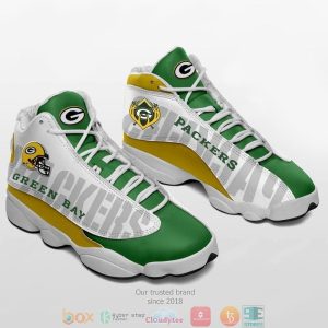 Green Bay Packers Team Nfl Big Logo Teams Air Jordan 13 Sneaker Shoes 2 Green Bay Packers Air Jordan 13 Shoes