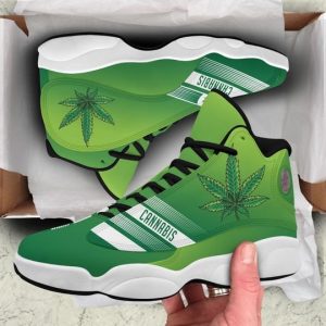 Green Cannabis Weed Leaf Air Jordan 13 Sneakers Cannabis Air Jordan 13 Shoes