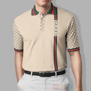 Gucci 3 Stripes Cream Polo Shirt Gucci Polo Shirts
