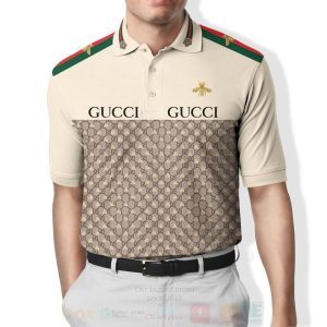 Gucci Bee Brown Beige Polo Shirt Gucci Polo Shirts