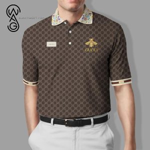 Gucci Bee Flower All Over Print Premium Polo Shirt Gucci Polo Shirts