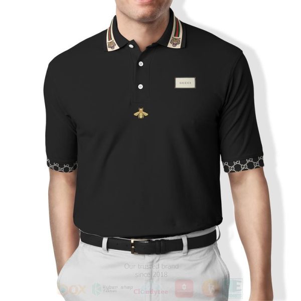 Gucci Bee Full Black Tiger Polo Shirt Gucci Polo Shirts