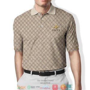Gucci Bee Light Brown Polo Shirt Gucci Polo Shirts