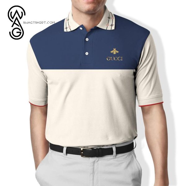 Gucci Bee Symbol All Over Print Premium Polo Shirt Gucci Polo Shirts