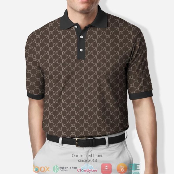 Gucci Black Brown Simple Polo Shirt Gucci Polo Shirts