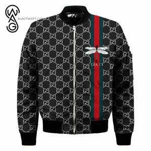 Gucci Black Dragonfly All Over Print Bomber Jacket Gucci Bomber Jacket