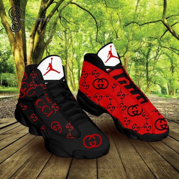 Gucci Classic Symbol Black And Red Version Air Jordan 13 Sneakers Gucci Air Jordan 13 Shoes