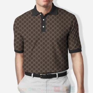 Gucci Dark Brown Black Collar Polo Shirt Gucci Polo Shirts