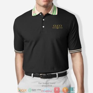 Gucci Green Apricot Stripe Black Polo Shirt Gucci Polo Shirts