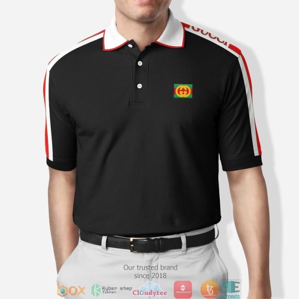 Gucci Logo Black Red White Stripe Polo Shirt Gucci Polo Shirts