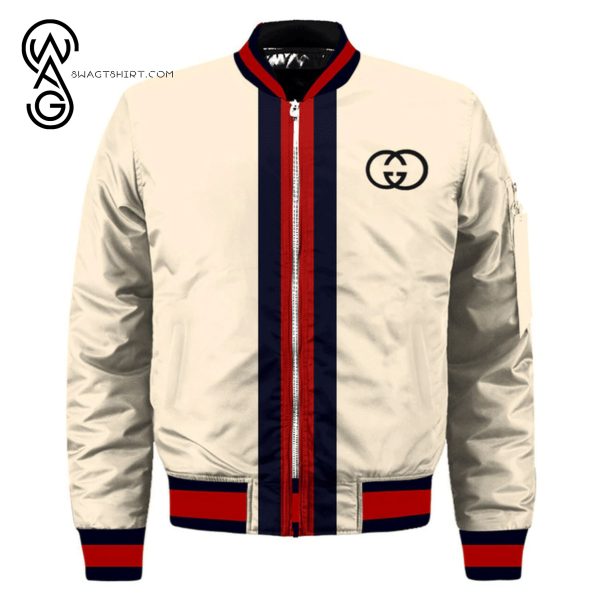 Gucci Monogram Cream All Over Print Bomber Jacket Gucci Bomber Jacket