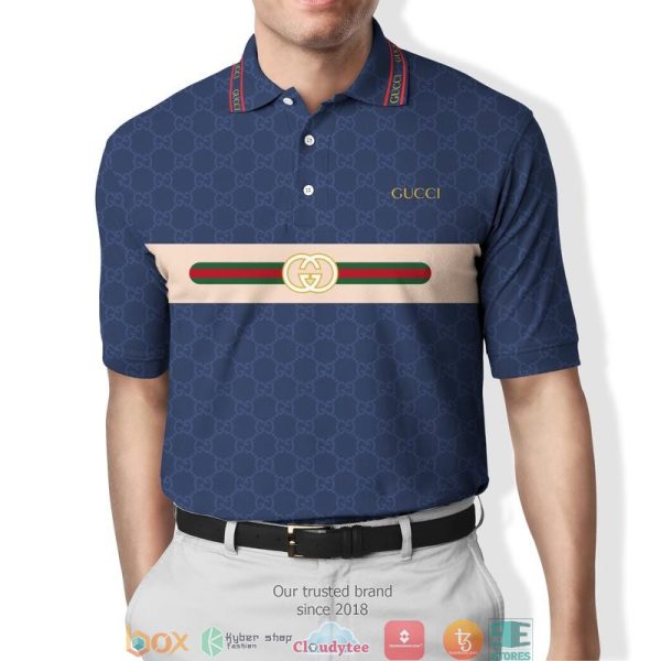 Gucci Navy Red Green Stripe Polo Shirt Gucci Polo Shirts