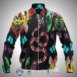 Gucci Snake Butterflies 3D Bomber Jacket Gucci Bomber Jacket