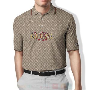 Gucci Snake Khaki Polo Shirt Gucci Polo Shirts