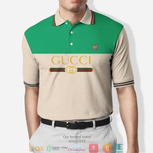 Gucci Tiger Green Apricot Polo Shirt Gucci Polo Shirts