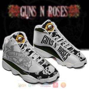 Guns N Roses Black White Air Jordan 13 Shoes Guns N Roses Rock Band Air Jordan 13 Shoes