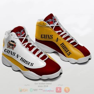 Guns N Roses Red White Air Jordan 13 Shoes Guns N Roses Rock Band Air Jordan 13 Shoes