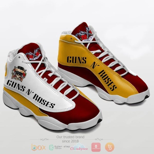 Guns N Roses Red White Air Jordan 13 Shoes Guns N Roses Rock Band Air Jordan 13 Shoes