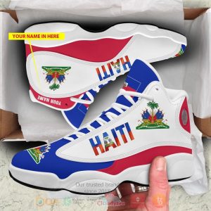 Haiti Personalized White Blue Air Jordan 13 Shoes Personalized Air Jordan 13 Shoes