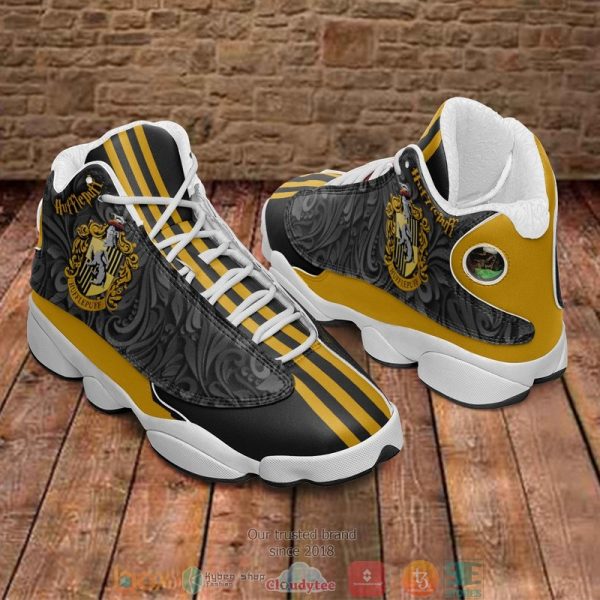 Harry Potter Hufflepuff Yellow Air Jordan 13 Sneaker Shoes Harry Potter Air Jordan 13 Shoes