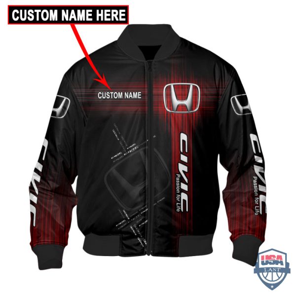 Honda Civic Flash Custom Name Bomber Jacket Honda Bomber Jacket