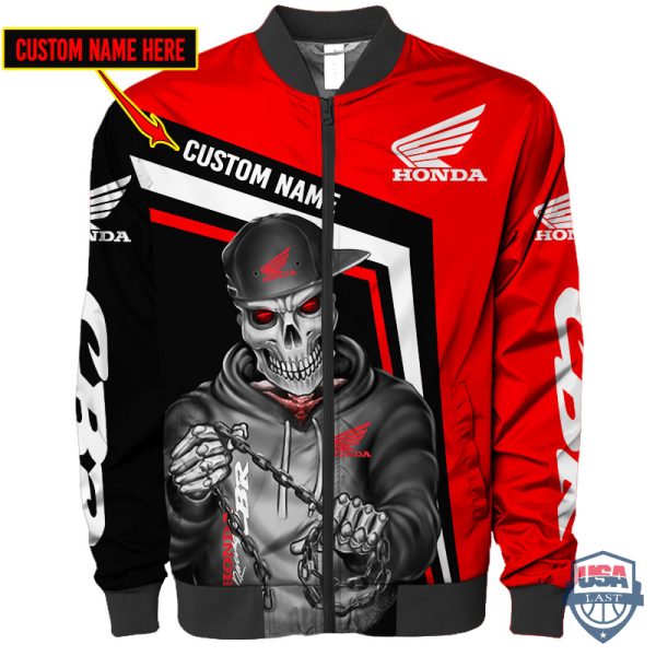 Honda Racing Cbr Ghost Rider Custom Name Bomber Jacket Honda Bomber Jacket