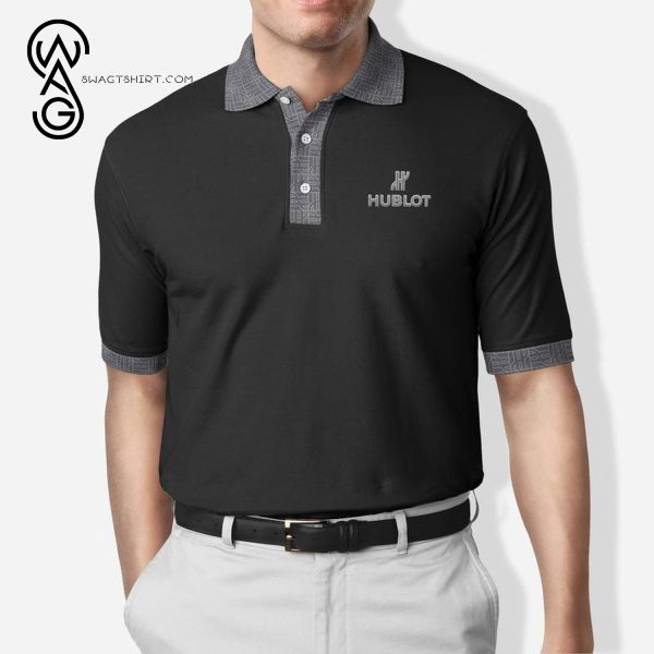 Hublot Grey Stripes All Over Print Premium Polo Shirt Hublot Polo Shirts