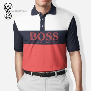 Hugo Boss Red Navy All Over Print Premium Polo Shirt Hugo Boss Polo Shirts