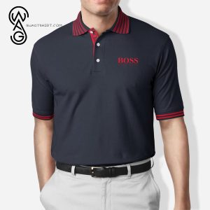 Hugo Boss Red Stripes All Over Print Premium Polo Shirt Hugo Boss Polo Shirts