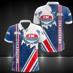 Ik Oskarshamn Hockey Team 3D Polo Shirt Hockey Team Polo Shirts