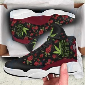 In A World Full Of Rose Be A Weed All Over Printed Air Jordan 13 Sneakers Weed Air Jordan 13 Shoes